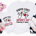 Personalized Cheers Happy First Mother’s Day 100% Cotton Baby Onesie with Name Mother's Day Gift For Mom Baby