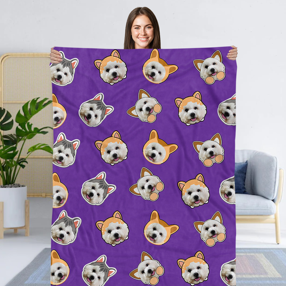 Couverture douce personnalisée avec portrait de chien ou de chat Cadeau d'anniversaire pour le propriétaire d'un animal de compagnie