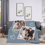 Gepersonaliseerde Love Kleurrijke 1 - 4 Foto's Collage Zachte Deken met Tekst Verjaardag Moederdag Cadeau voor Familie