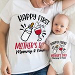 Personalized Cheers Happy First Mother’s Day 100% Cotton Baby Onesie with Name Mother's Day Gift For Mom Baby