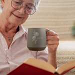 Personalised Birth Flower Retro Handmade Stoneware 12oz Mug with Name Housewarming Birthday Mother's Day Gift for Mom Grandma