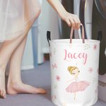 Personalized Ballerina Large Capacity Waterproof Laundry Storage Basket with Name Birthday Mother's Day Gift for Ballet Lover