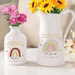 Gepersonaliseerde Regenboog Design Keramische Vaas Home Decoratie met Leraar en Student Naam Terug naar School Waardering Gift voor Leraar