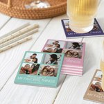 Personalized  4 Photos Collage Ceramic Coasters with Text Set of 2 Housewarming Mother's Day Gift for Mother Family