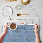Personalisierte Ballett Positionen & Bewegungen Wasserdichtes Tischset Tanzen Mädchen Küche Dekoration Geschenk für Ballerina Ballettliebhaber