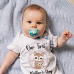 T-shirt et Onesie bébé 100% coton avec motif renard personnalisé Notre premier cadeau de fête des mères pour le nouveau-né et la nouvelle maman