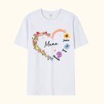 T-shirt 100% coton avec 1-10 noms d'enfants Cadeau d'anniversaire de fête des mères pour grand-mère maman