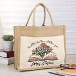 Borsa personalizzata in iuta con fiori selvatici Boho, tasca in tela e nome Regalo di apprezzamento per l'insegnante per il ritorno a scuola