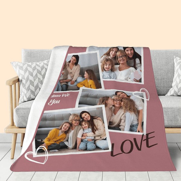 Love Colorful 4 Photo Collage Soft Blanket