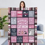 Personalised World's Best Dog Cat Mom Soft Pink Blanket with Name Birthday Gift for Cat Dog Lover Owner