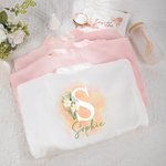 Personalised Birth Flower Satin Robe with Lace-Trim and Name Bachelorette Bridal Party Wedding Gift for Bridesmaids