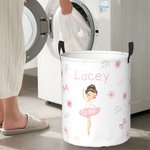 Personalized Ballerina Large Capacity Waterproof Laundry Storage Basket with Name Birthday Mother's Day Gift for Ballet Lover