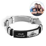 Bracelet Personnalisé avec Photo Gravée Bracelet d'Identification Réglable Cadeau Fête des Pères pour Père Grand-Père Mari
