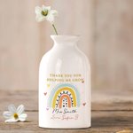 Gepersonaliseerde Regenboog Design Keramische Vaas Home Decoratie met Leraar en Student Naam Terug naar School Waardering Gift voor Leraar