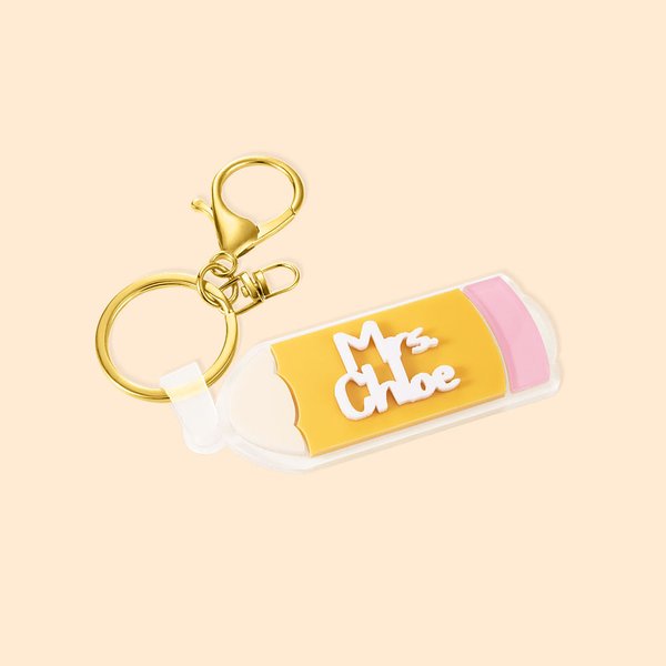 Gepersonaliseerd Potlood Dubbel Gelaagd Acryl Potlood Sleutelhanger met Naam Verjaardag Lerarendag Afstudeergeschenk voor leraar