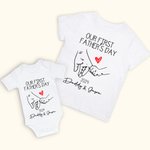 T-shirt et Onesie Bébé 100% Coton Personnalisé avec Noms la Main dans la Main Cadeau de Fête des Pères pour Nouveau Papa et Nouveau-né