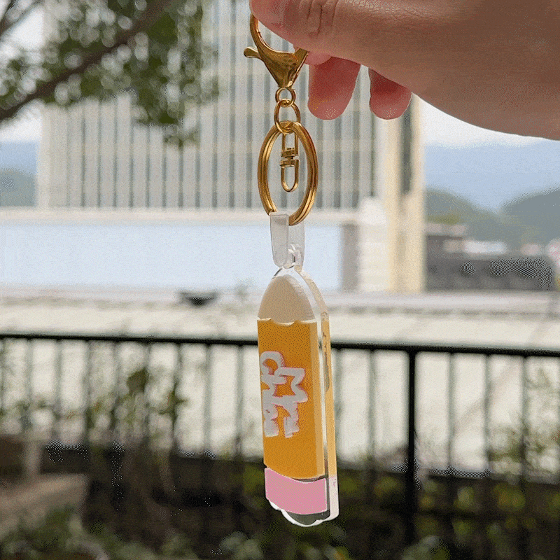 Matita personalizzata Portachiavi a doppio strato in acrilico con nome Compleanno Regalo di laurea per l'insegnante