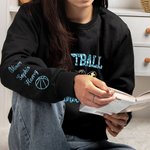 Personalized Multicolour Faux Sequin Basketball Leopard Heart Sweatshirt Hoodie T-shirt with Name Birthday Sport Gift for Basketball Lover