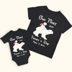 T-shirt Onesie Personnalisé avec Nom Ours Polaire Père et Fille Fils Cadeau Fête des Pères pour Nouveau Papa Bébé