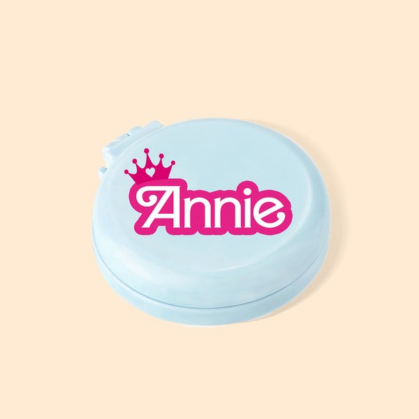 Mini coussin d'air portable Style Poupée Rose Peigne miroir avec nom Anniversaire Mariée Cadeau pour elle