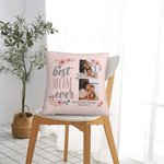 Gepersonaliseerde Best Mom Ever Fotocollage Bloemen Kussenhoes met Tekst Moederdagcadeau voor Moeder Oma