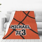 Personalised Basketball Fleece Blanket Soft with Name and Number Birthday Gift for Basketball Lover