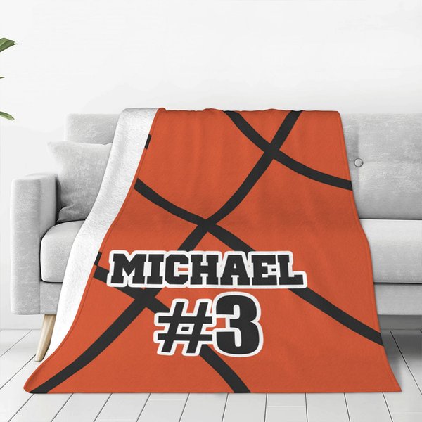 Gepersonaliseerde basketbal fleece deken zacht met naam en nummer verjaardagscadeau voor basketbal liefhebber