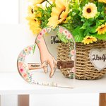 Gepersonaliseerde Bloem 1-8 Hand-Holding Acrylplaat met Namen Moederdag Verjaardagscadeau voor Mama Oma
