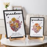 Personalized Birth Flower Bouquet Wooden Plaque Frame Sign with Kid's Name Home Decoration Mother's Day Birthday Gift for Mom Grandma