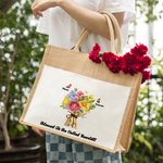 Bolsa de tela de yute personalizada con nombre Día de la Madre Cumpleaños Aniversario Regalo para ella