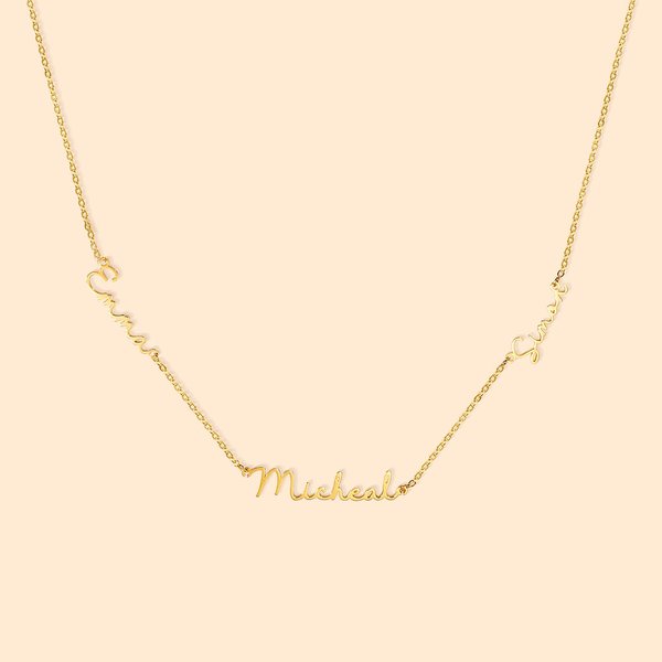 Collier Minimaliste Personnalisé avec Plusieurs Noms Cadeau Anniversaire Fête des Mères pour Femme