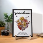 Personalized Birth Flower Bouquet Wooden Plaque Frame Sign with Kid's Name Home Decoration Mother's Day Birthday Gift for Mom Grandma