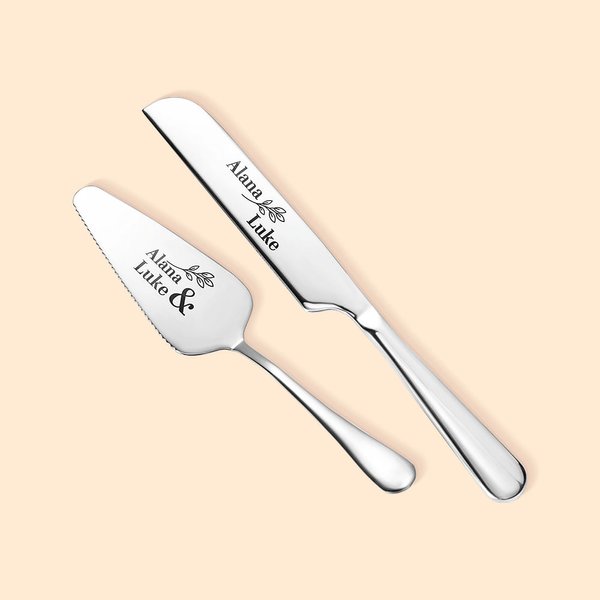 Personalisierter Tortenheber und Tortenmesser im Set mit Namen und Datum Gravur Perfektes Hochzeit Jahrestag Geschenk für Brautpaar Ehepaar