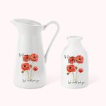 Vase aquarelle personnalisé en céramique Fleur de coquelicot Décoration maison vintage Fête des mères Cadeau d'anniversaire pour Maman Grand-mère