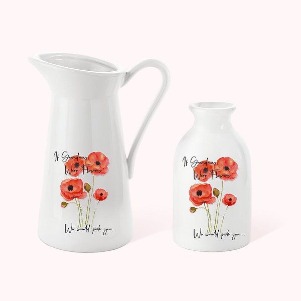 Personalisierte Aquarell Mohnblumen Keramik Vase Vintage Home Dekoration Muttertag Geburtstag Geschenk für Mama Oma