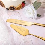 Personalized 2pcs Wedding Cake Cutting Set Engraved Knife Server with Names and Date Anniversary Bridal Party Gift for Couple