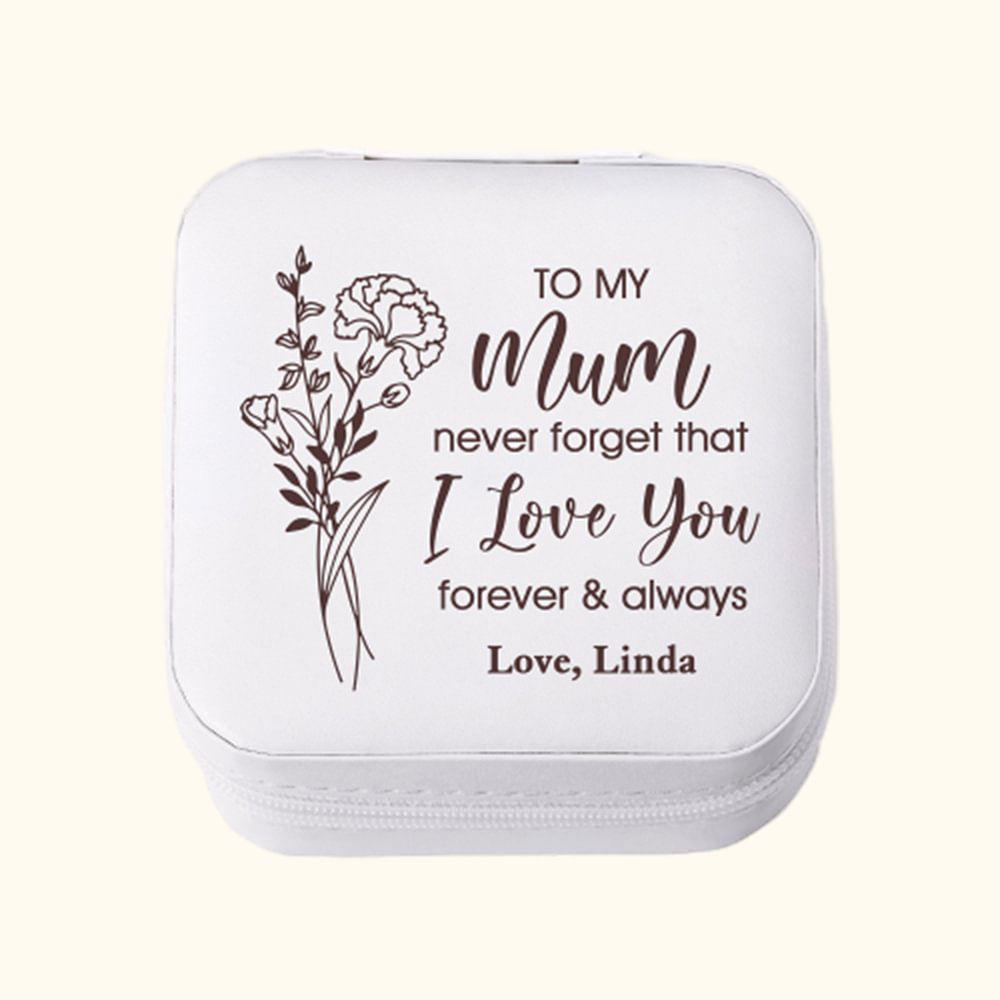 Boîte à bijoux en cuir personnalisée avec nom Accessoire de voyage portable Anniversaire Fête des mères Cadeau pour Maman Grand-mère