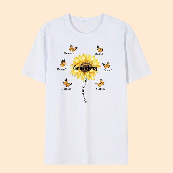 Birth Flower T-shirt with 1-9 Butterflies & Names