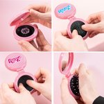 Mini coussin d'air portable Style Poupée Rose Peigne miroir avec nom Anniversaire Mariée Cadeau pour elle