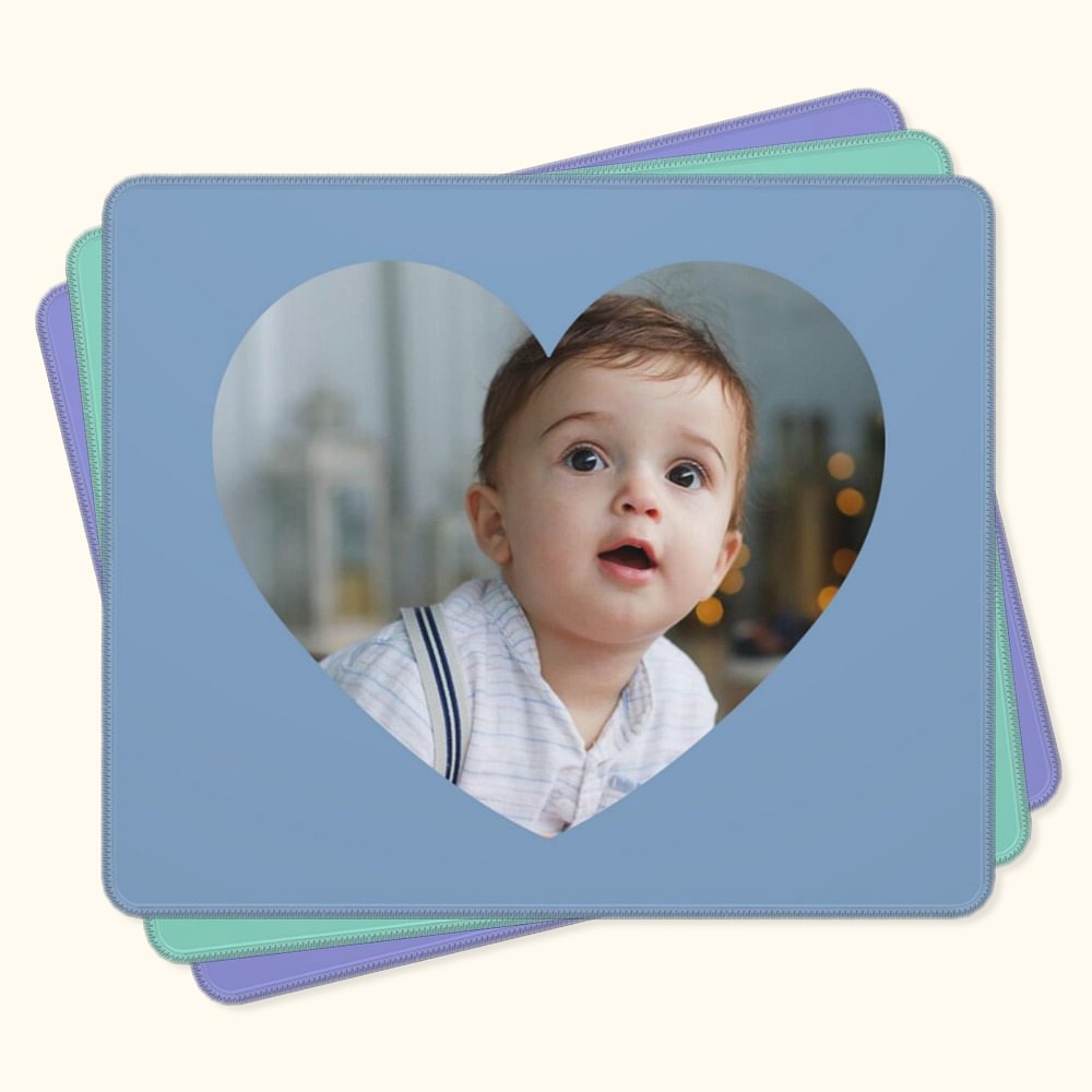 Tapis de souris anti-dérapant personnalisé en forme de coeur Accessoire d'ordinateur de bureau Cadeau d'anniversaire de fête des mères pour la famille