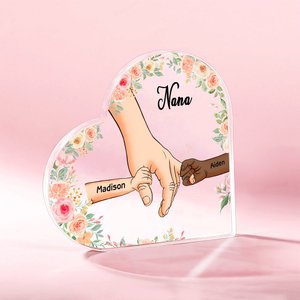 Personalized Flower 1-8 Hand-Holding Acrylic Plaque with Names Mother's Day Birthday Gift for Mom Grandma