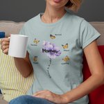 Gepersonaliseerd Geboortebloem T-shirt Sweatshirt met 1-9 Vlinders en Namen Multicolor Beschikbaar Moederdag Verjaardagscadeau voor Mama Oma