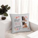 Gepersonaliseerde Best Mom Ever Fotocollage Bloemen Kussenhoes met Tekst Moederdagcadeau voor Moeder Oma