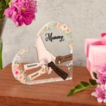 Gepersonaliseerde Bloem 1-8 Hand-Holding Acrylplaat met Namen Moederdag Verjaardagscadeau voor Mama Oma