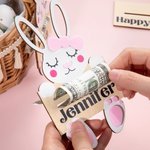 Henkilökohtainen puinen Bunny Money Holder nimi pääsiäiskori Tag Holiday Party lahja lapsille
