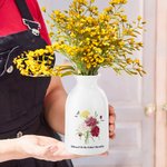 Personalized Carnation Butterfly White Ceramic Vase with 1-12 Names Mother's Day Birthday Gift for Mom Grandma