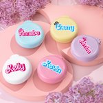 Mini coussin d'air portable Style Poupée Rose Peigne miroir avec nom Anniversaire Mariée Cadeau pour elle