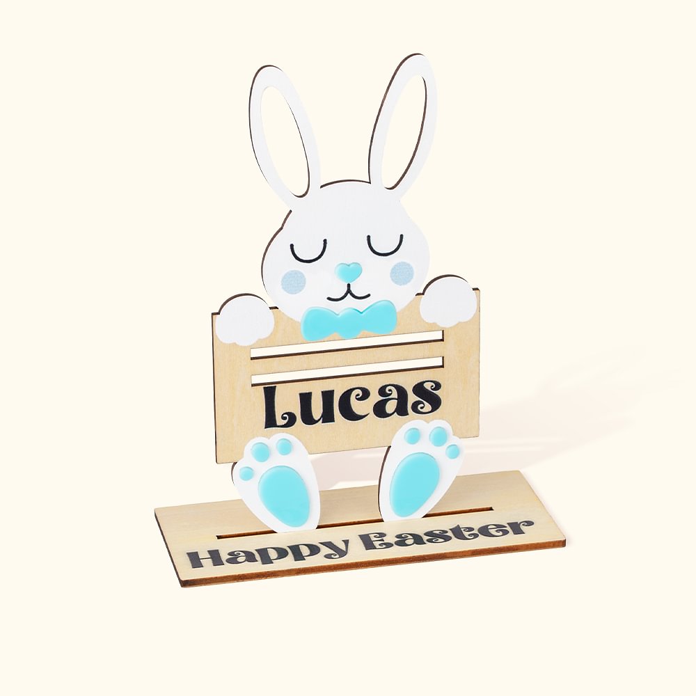 Porte-monnaie lapin en bois personnalisé avec nom pour panier de Pâques Cadeau de fête pour enfants