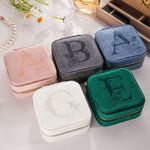 Caja de joyería de viaje de terciopelo personalizada con flor de nacimiento grabada e inicial regalo de cumpleaños o día de la madre para ella