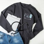 Personalized Syringe Stethoscope Unisex Crewneck T-Shirt Sweatshirt Nurses Week Birthday Gift for Nurse Doctor
